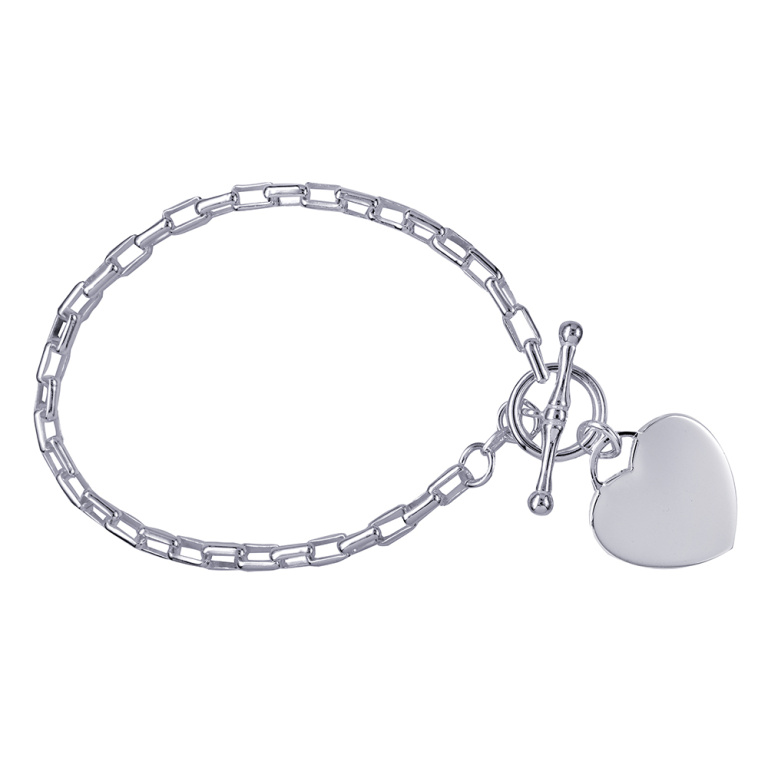IB6198 20cm – S/S Cable Bracelet With T-Bar And Heart