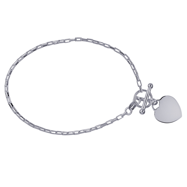 IB6479 19cm – S/S Cable Bracelet With T-Bar And Heart