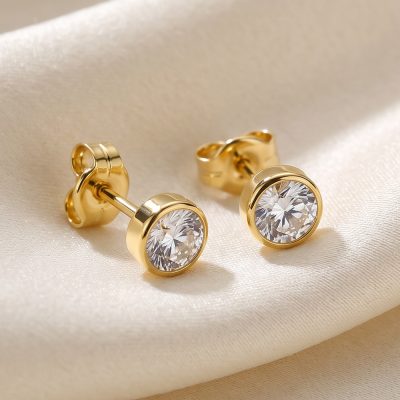 EB5RCZ – 9Y 5mm Round Cz Bezel Set Studs